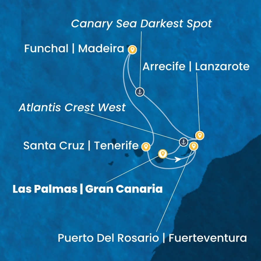 Costa Cruisen Kanariansaarten matkanjohtaja risteily lähtee Las Palmasista ja käy Madeiralla
